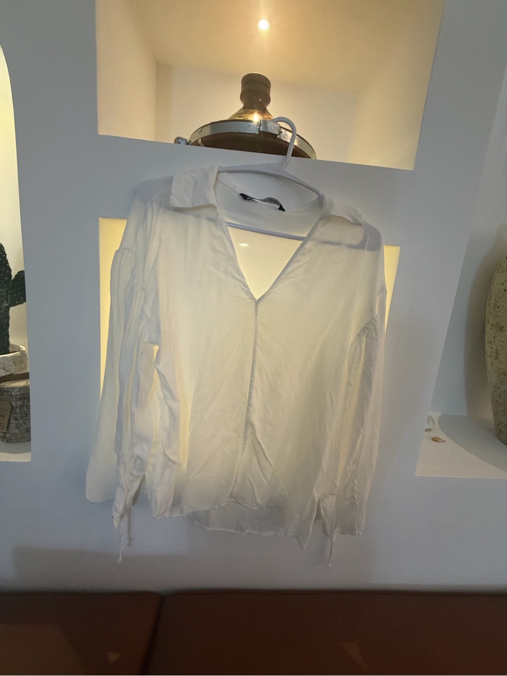 ZARA White 100% Viscose Blouse | Size Medium | Worn Once